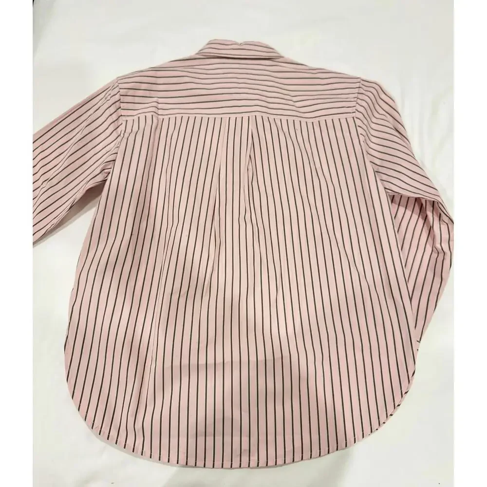 NWT Banana Republic Pink Mini Stripe Classic Poplin Button Up Shirt- Size Small - Picture 3 of 9